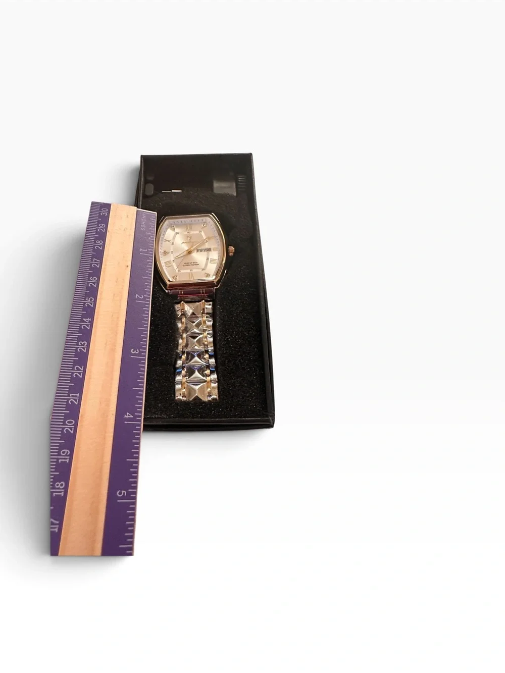 POEDAGAR Men’s Rose Gold Champagne Dial Day Date Quartz Watch